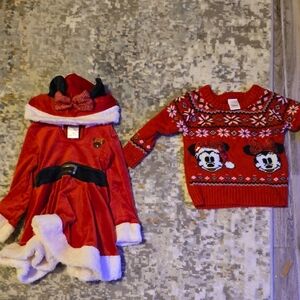 Disney Red and White Holiday Dress and Sweater Set